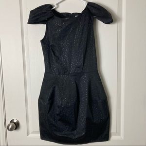 Louche Puffed Sleeve Black Mini Dress Women's Size 10